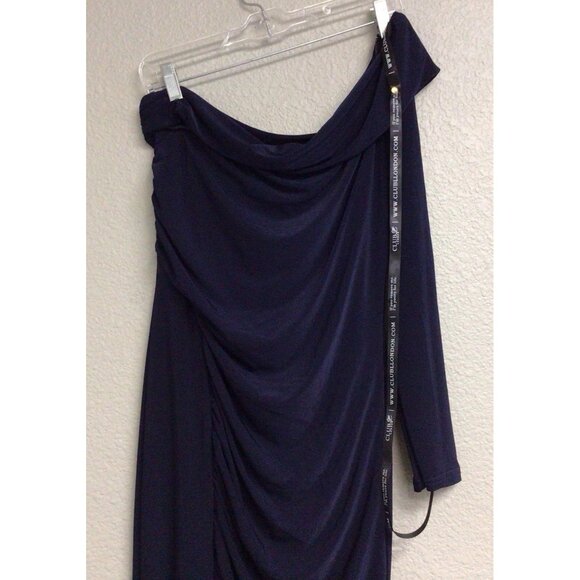 Club L NWT Blue Bardot Long Sleeve Maxi Dress Women’s Size 8 One Shoulder - Picture 2 of 8